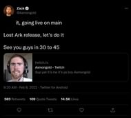 It was time to return, according to the streamer (Image via Twitter)
